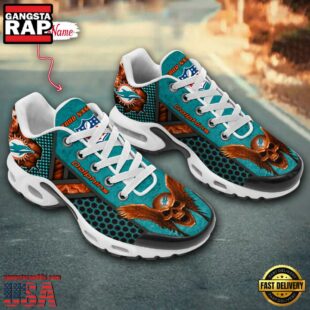 Custom Name NFL Miami Dolphins Skull Air Max Plus Shoes