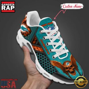 Custom Name NFL Miami Dolphins Skull Air Max Plus Shoes