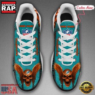 Custom Name NFL Miami Dolphins Skull Air Max Plus Shoes