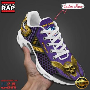 Custom Name NFL Minnesota Vikings Skull Air Max Plus Shoes