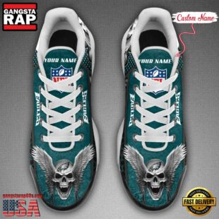 Custom Name NFL Philadelphia Eagles Skull Air Max Plus Shoes