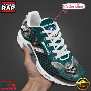 Custom Name NFL Philadelphia Eagles Skull Air Max Plus Shoes