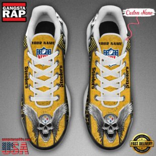 Custom Name NFL Pittsburgh Steelers Skull Air Max Plus Shoes