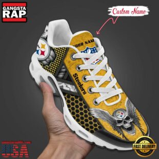 Custom Name NFL Pittsburgh Steelers Skull Air Max Plus Shoes