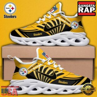 Custom Name NFL Pittsburgh Steelers Team Logo Max Soul Shoes