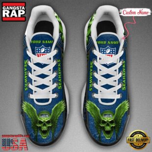 Custom Name NFL Seattle Seahawks Skull Air Max Plus Shoes