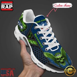 Custom Name NFL Seattle Seahawks Skull Air Max Plus Shoes