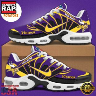 Customize Your Name With Minnesota Vikings V1 Air Max Plus Sneakers