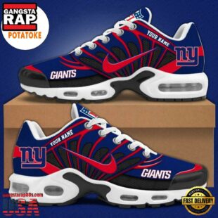 Customize Your Name With New York Giants V1 Air Max Plus Sneakers