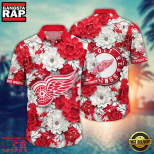 Detroit Red White Wings NHL Hawaiian Shirt