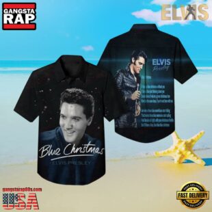 Elvis Presley Blue Christmas Unisex Hawaiian Shirt