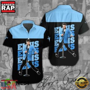 Elvis Presley Blue Stage Style Unisex Hawaiian Shirt