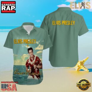 Elvis Presley In Blue Unisex Hawaiian Shirt