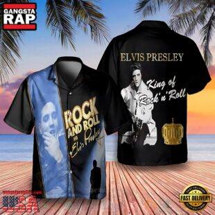 Elvis Presley King Of Rock And Roll Album Unisex Hawaiian Shirt