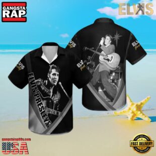 Elvis Presley On The Show Black Unisex Hawaiian Shirt