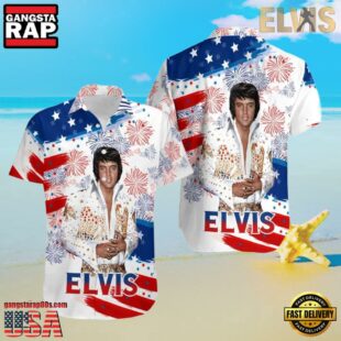 Elvis Presley Patriotic Fireworks Unisex Hawaiian Shirt