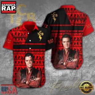 Elvis Presley Red Hot Taking Care of Business Unisex Hawaiian Shirt