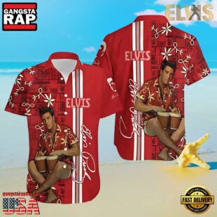 Elvis Presley Signature Red Unisex Hawaiian Shirt