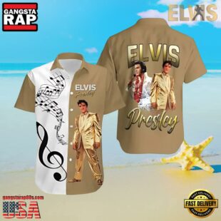 Elvis Presley Split-Color Unisex Hawaiian Shirtwith Musical Notes