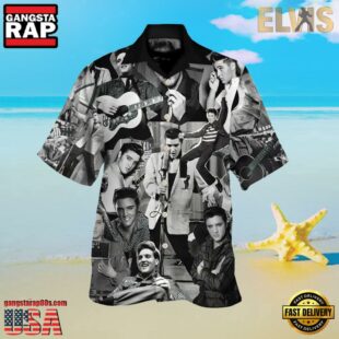 Elvis Presley The King Of Rock And Roll Black Unisex Hawaiian Shirt