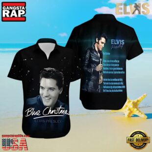 Elvis Presley The King Of Rock And Roll Blue Unisex Hawaiian Shirt