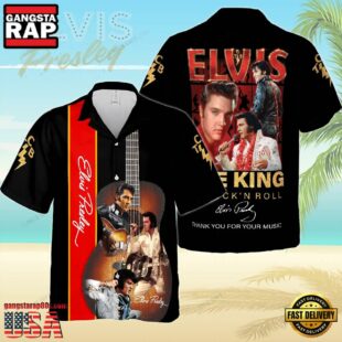 Elvis Presley The King Rock's Roll Signature Unisex Hawaiian Shirt