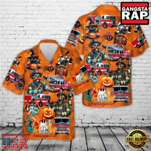 Fire Trucks Halloween Hawaiian Shirt