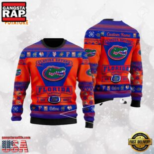 Florida Gators Logo Custom Name For Football Fans NCAA Ugly Christmas Sweater