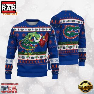 Florida Gators Merry Christmas Grinch Hand NCAA Ugly Christmas Sweater