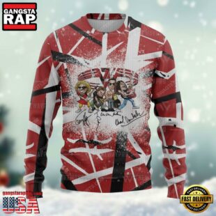 Funny Van Halen Rock Band Signature Ugly Christmas Sweater