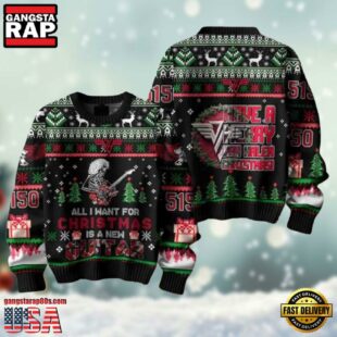 Funny Van Have A Merry Van Halen With A New Guitar Ugly Christmas Sweater