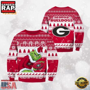 Georgia Bulldogs Grinch Custom Name NCAA Ugly Christmas Sweater