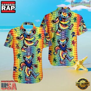 Grateful Dead Bears Tie Dye Unisex Hawaiian Shirt