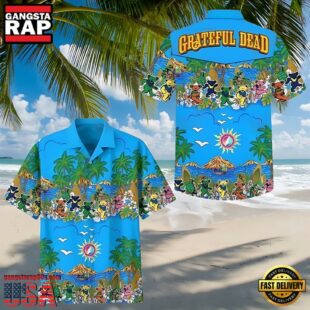 Grateful Dead Dancing Bear Blue Unisex Hawaiian Shirt