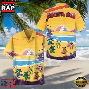 Grateful Dead Dancing Bear On The Beach Unisex Hawaiian Shirt