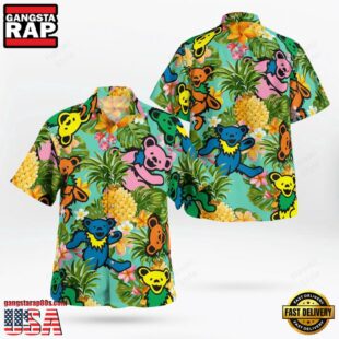 Grateful Dead Pineapple Paradise Dancing Bears Unisex Hawaiian Shirt