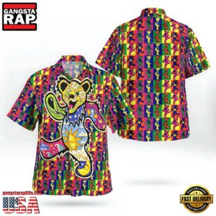 Grateful Dead Psychedelic Dancing Bear Unisex Hawaiian Shirt