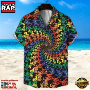 Grateful Dead Spiral Dancing Bears Unisex Hawaiian Shirt