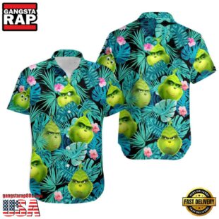 Grinch Christmas Tropical Floral Hawaiian Shirt