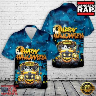 Halloween School Bus Hawaiian Shirt