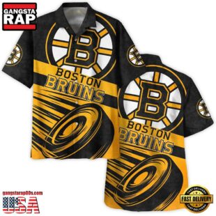 Ice Hockey Puck Boston Bruins National Hockey League NHL Hawaiian Shirt