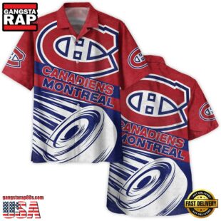 Ice Hockey Puck Montreal Canadiens National Hockey League NHL Hawaiian Shirt