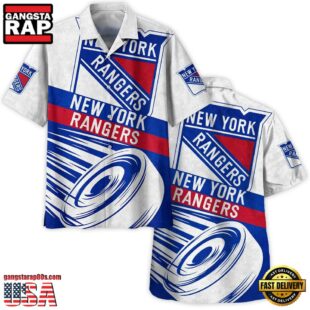 Ice Hockey Puck New York Rangers National Hockey League NHL Hawaiian Shirt