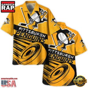 Ice Hockey Puck Pittsburgh Penguins National Hockey League NHL Hawaiian Shirt