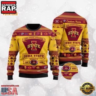 Iowa State Cyclones Football Team Logo Custom NCAA Ugly Christmas Sweater