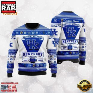 Kentucky Wildcats Logo Custom Name For Football Fans Ugly Christmas Sweater