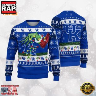 Kentucky Wildcats Merry Christmas Grinch Hand NCAA Ugly Christmas Sweater