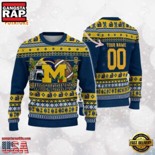 Michigan Wolverines Logo Football NCAA Ugly Christmas Sweater