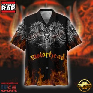 Motorhead Rock Band Red Fire Hawaiian Aloha Shirt