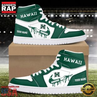 NCAA Hawaii Rainbow Warriors Grunge Style Custom Air Jordan 1 Shoes